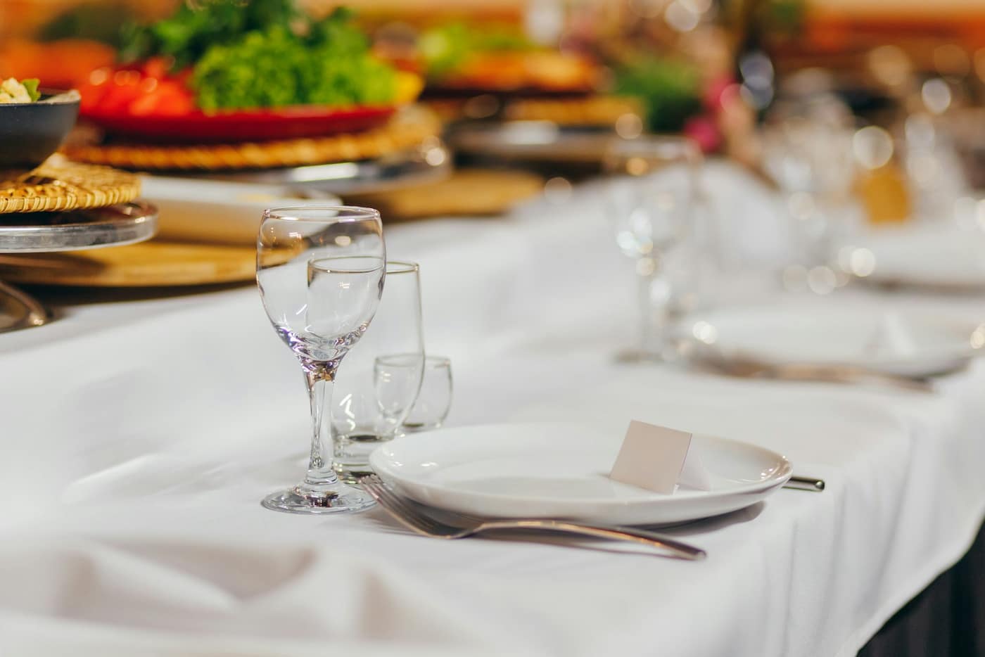 A catering buffet table set up for an event