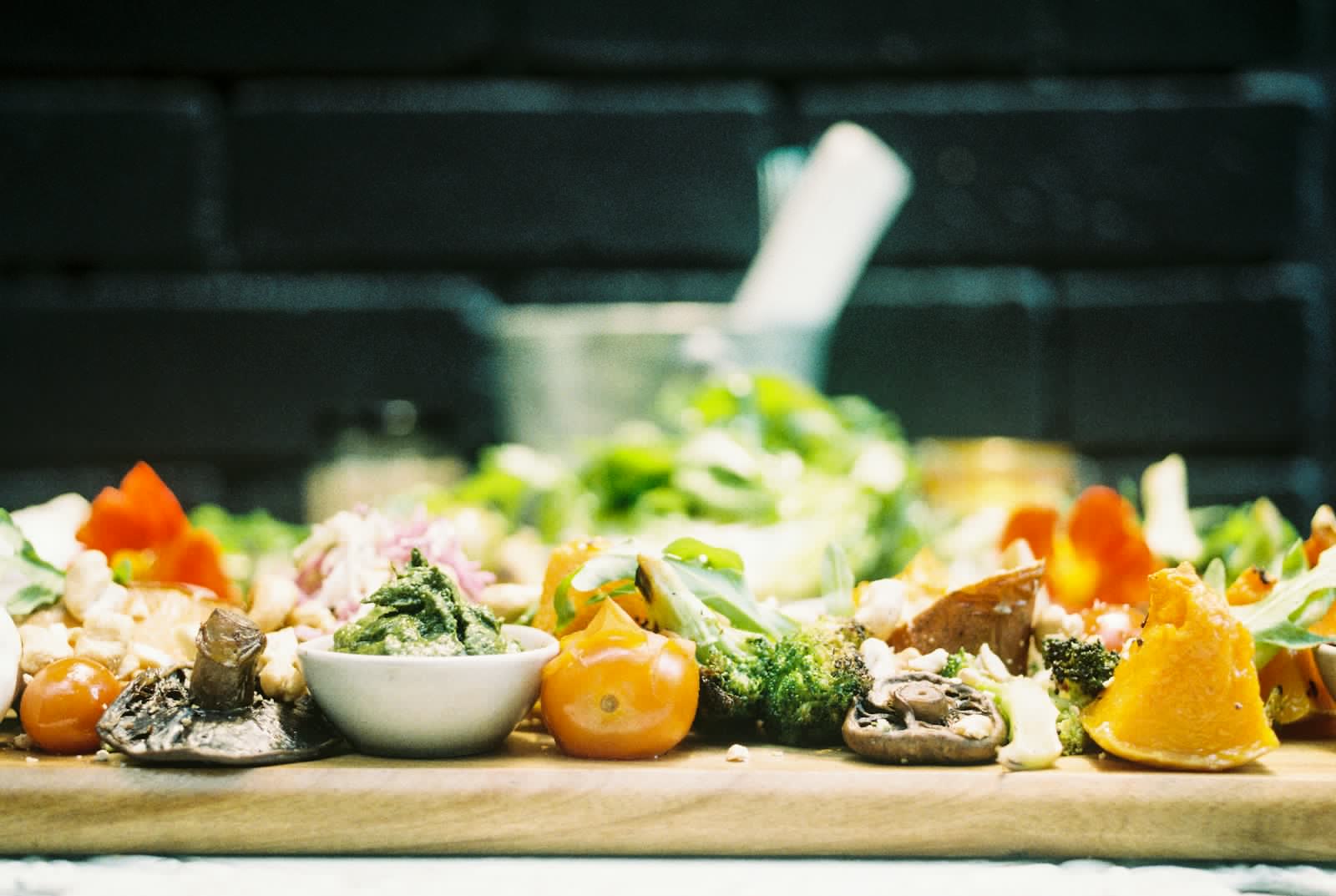A tray of plated food at an event