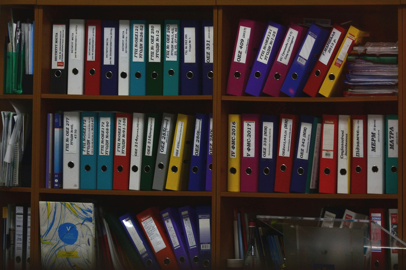 Business documents and files on a desk
