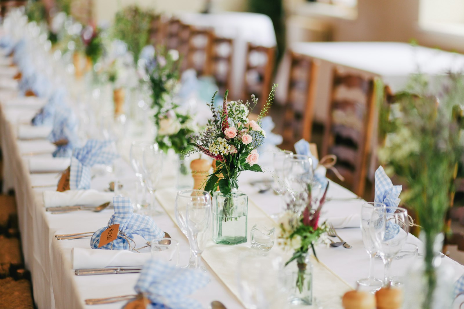 A decorated event table setup