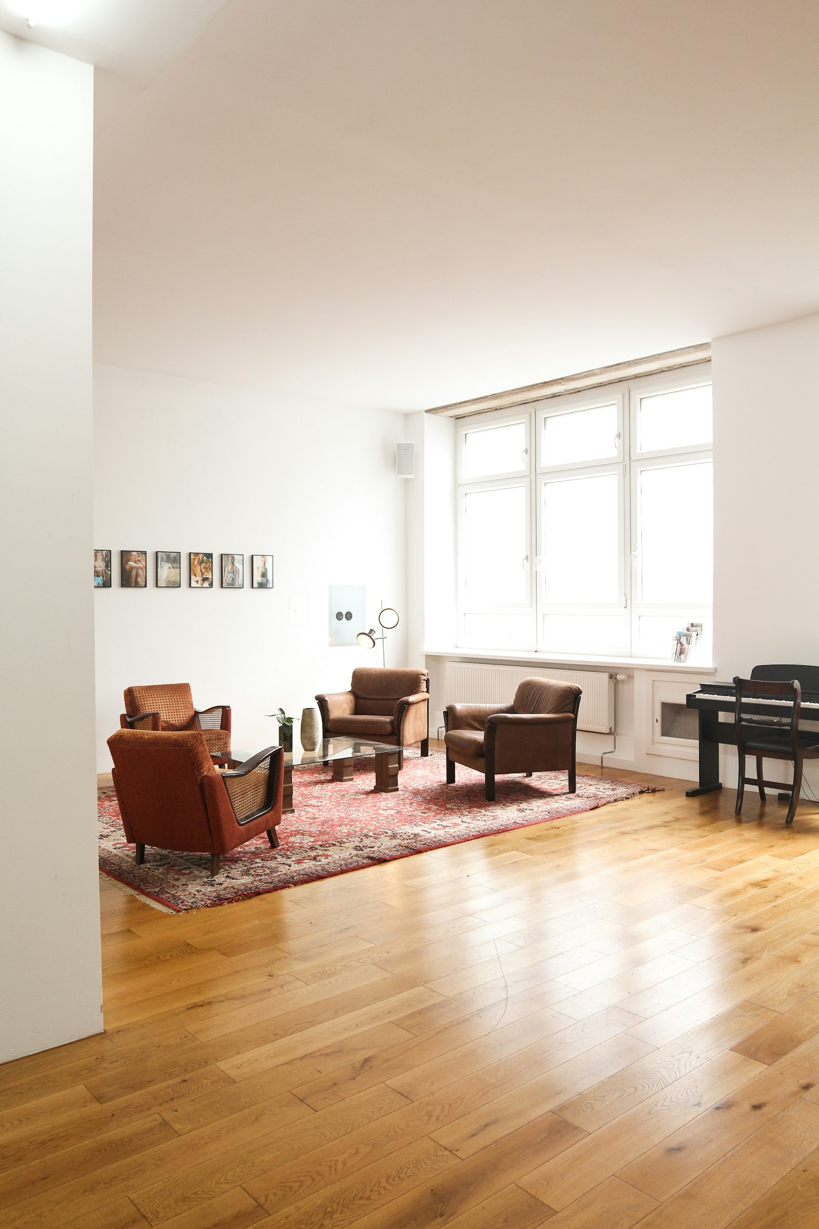 A newly installed wood floor in a room