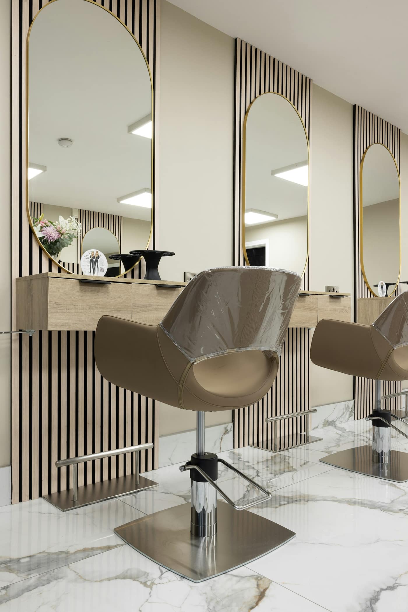 The interior of a modern hair salon