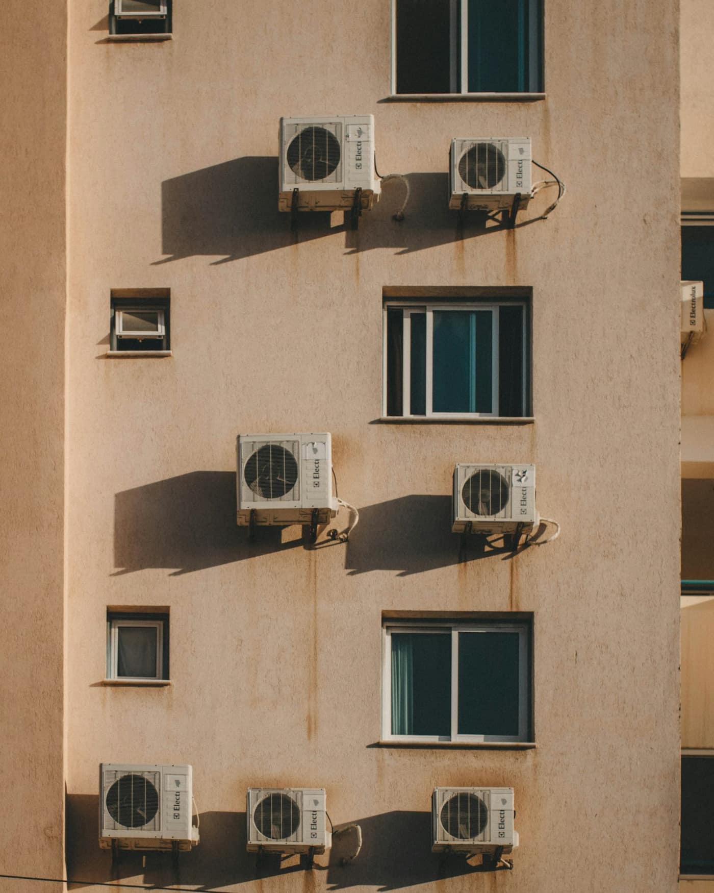 Air conditioning units mounted outside a building