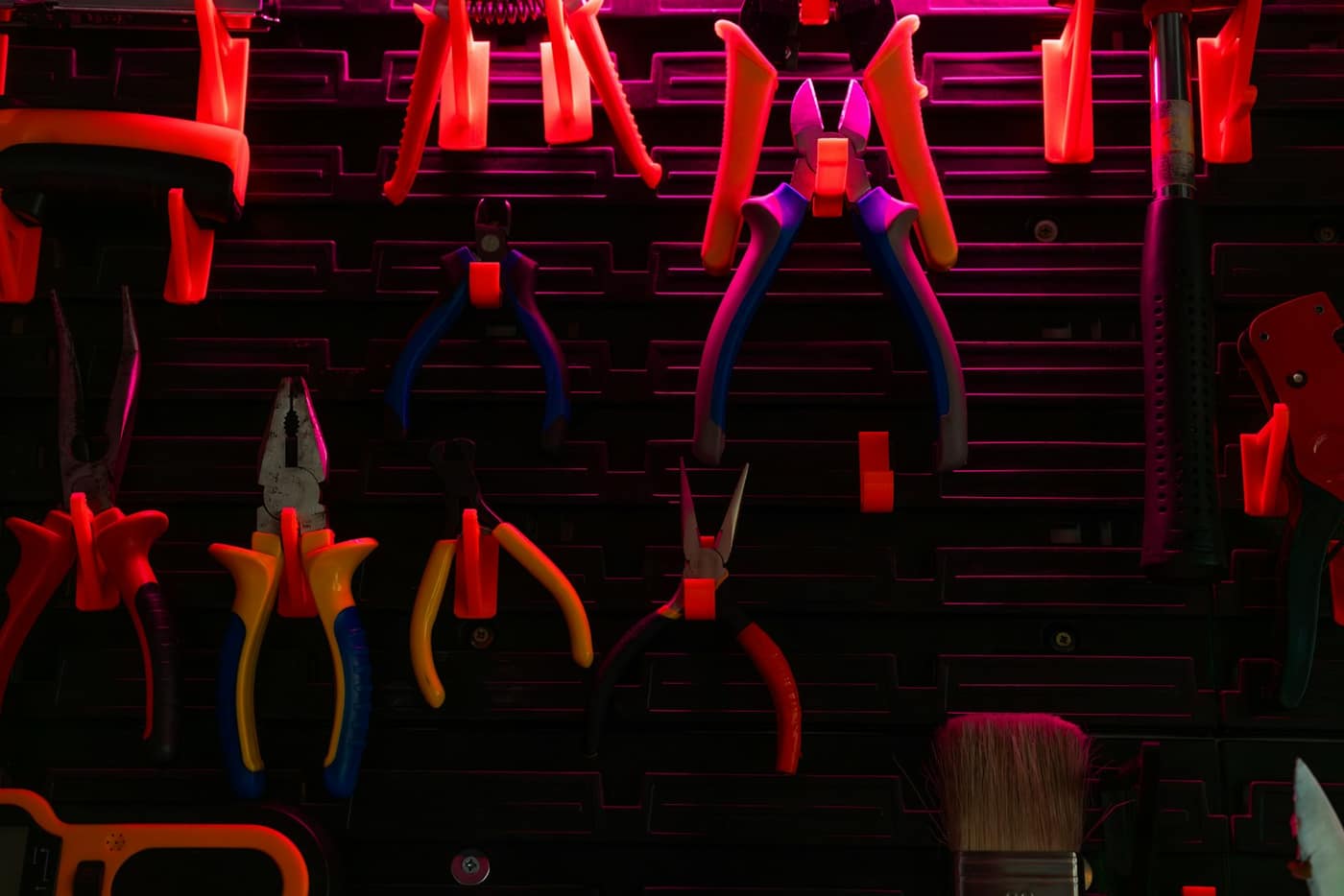 Hand tools hanging on a wall