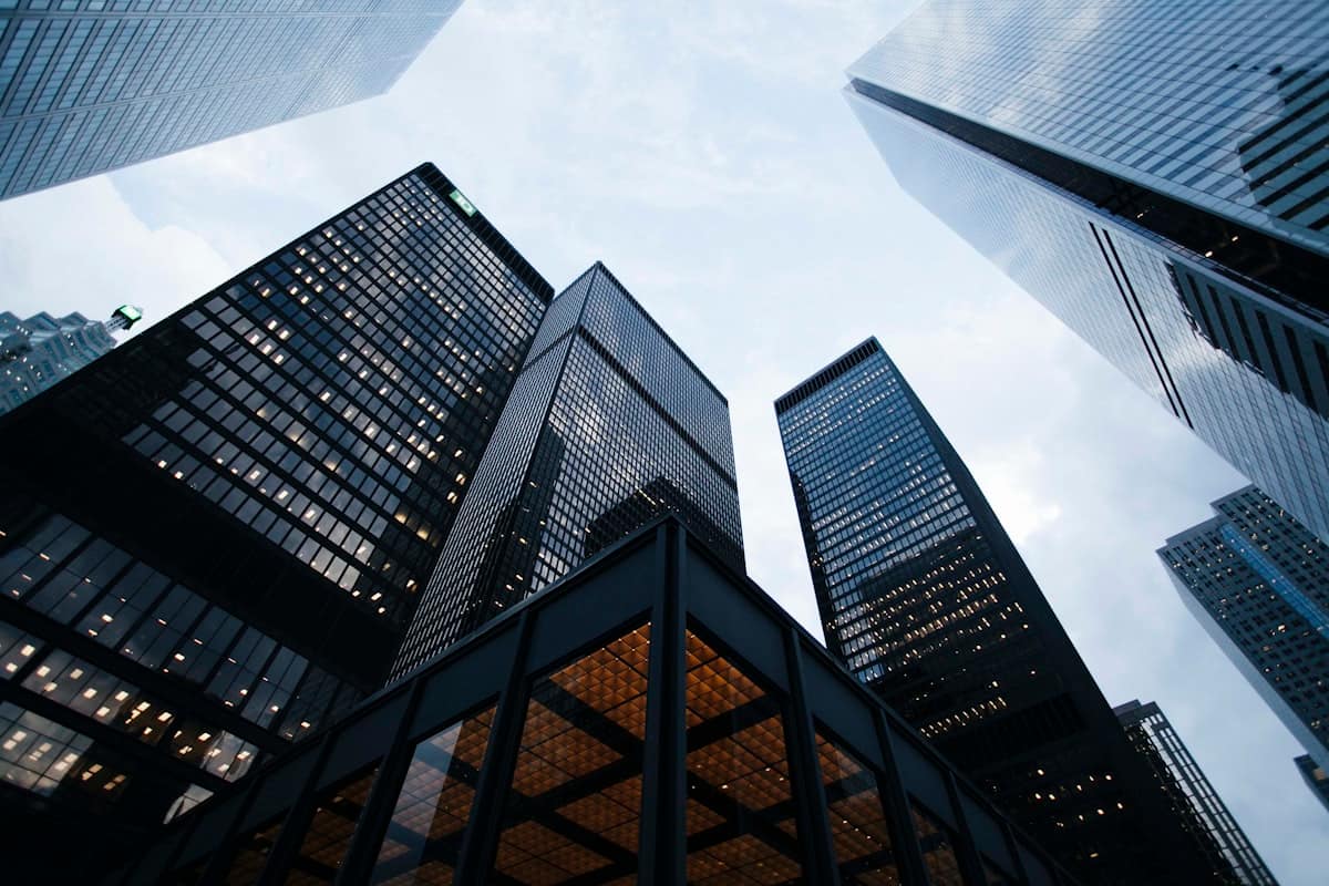 A skyline of international business towers