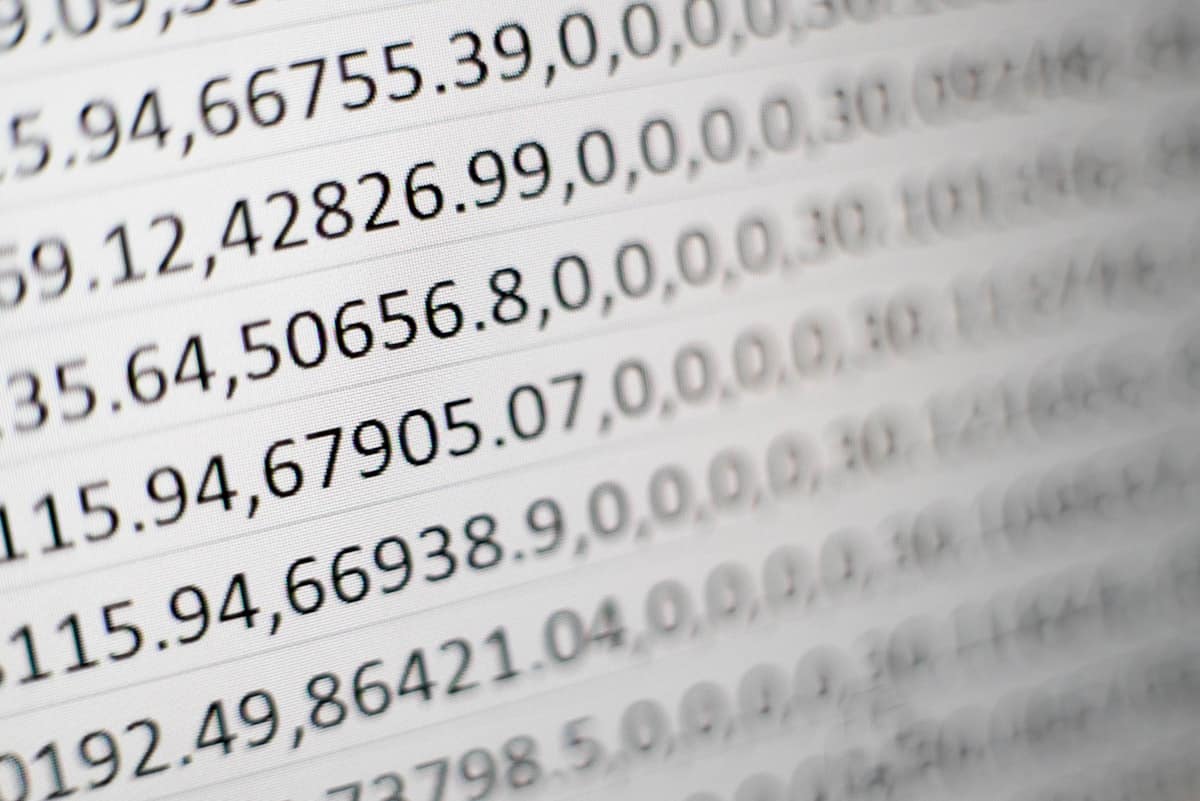 Close-up of a numbered printed document
