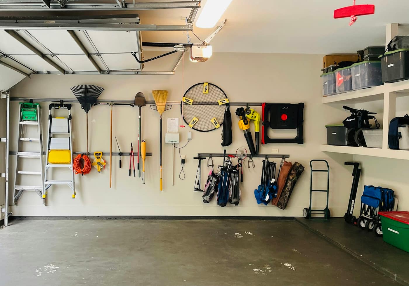 A garage filled with tools and equipment