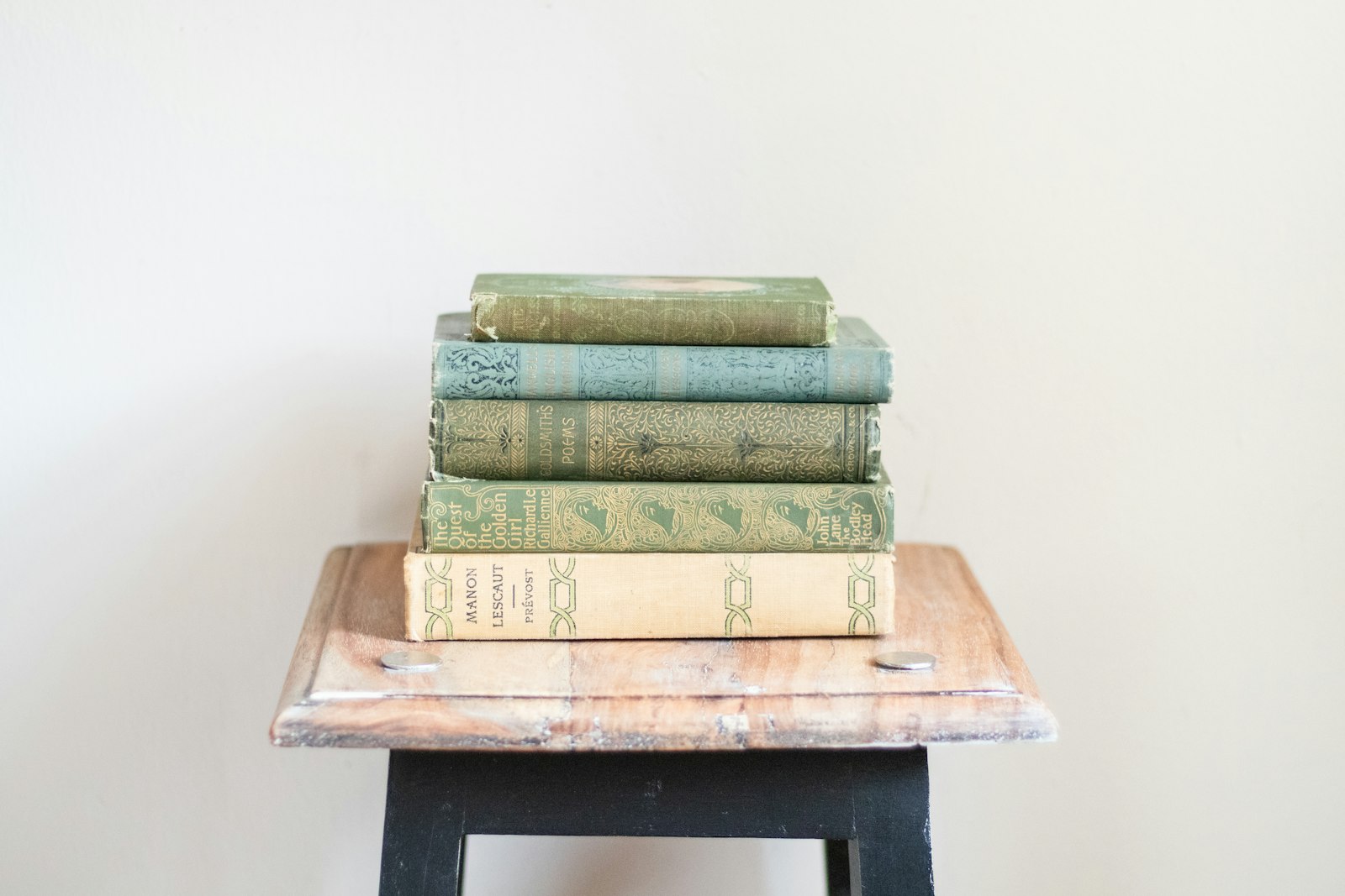 A stack of books on a desk